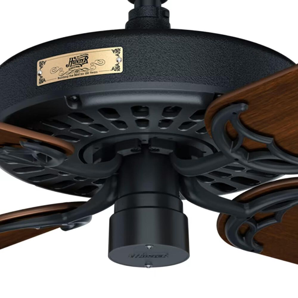 Hunter Original 52&quot; Outdoor Ceiling Fan with Brown Blades in Matte Black, , large