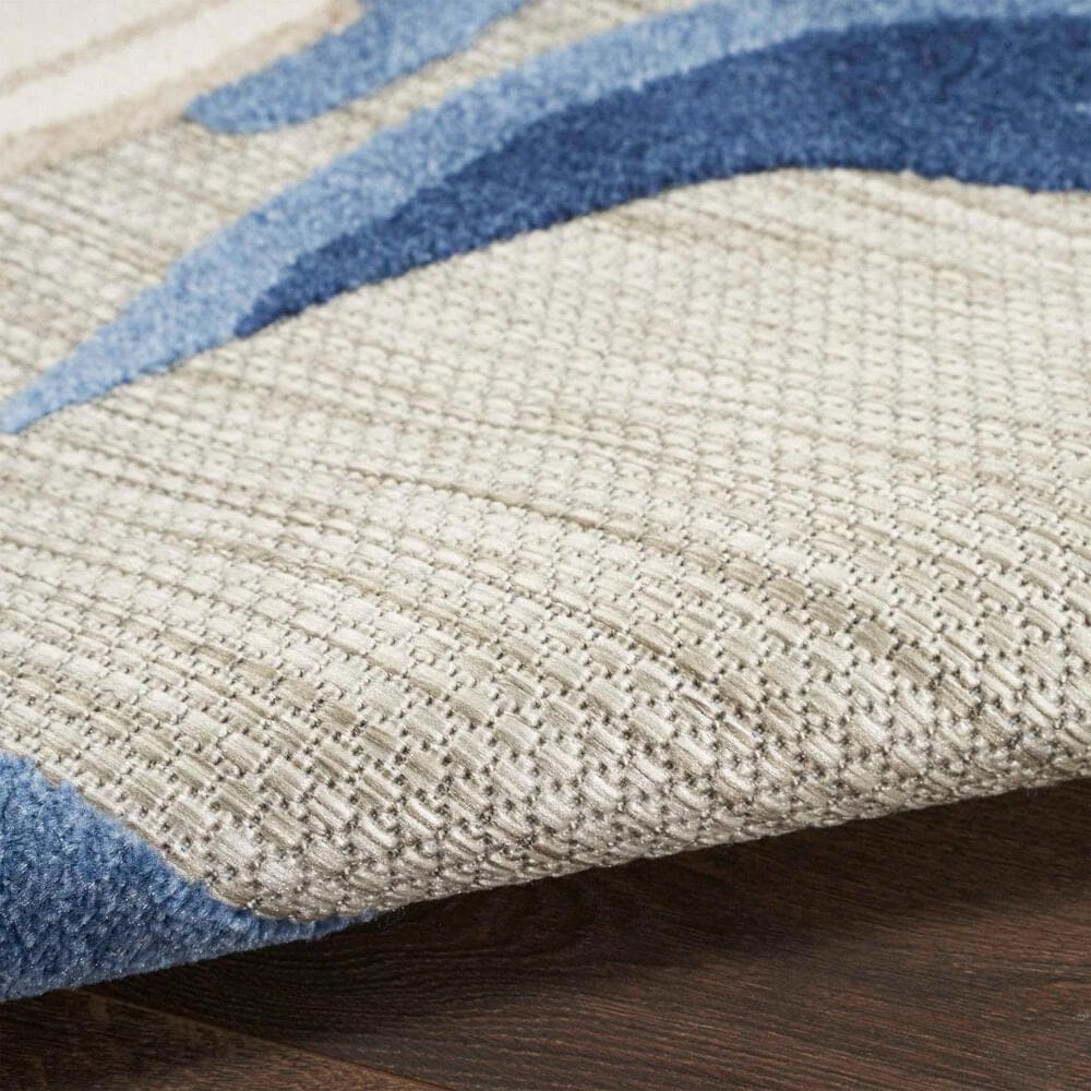 Nourison Aloha 2&#39;3&quot; x 12&#39; Blue and Grey Indoor/Outdoor Runner, , large