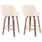 LumiSource Toriano Swivel Counter Stool with Cream Faux Leather Upholstery in Walnut and Chrome (Set of 2), , large