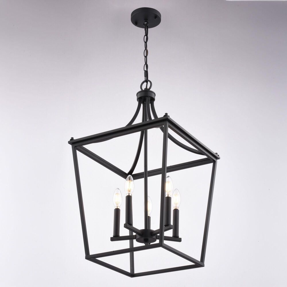 Vaxcel Cottage Grove 5-Light Lantern in Matte Black, , large