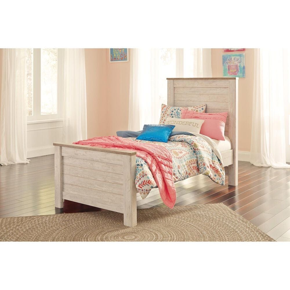 Ashley Willowton Twin Panel Bed in Whitewash, , large