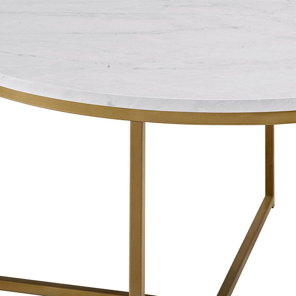 Walker Edison Alissa Coffee Table in Faux Marble and Gold, , large