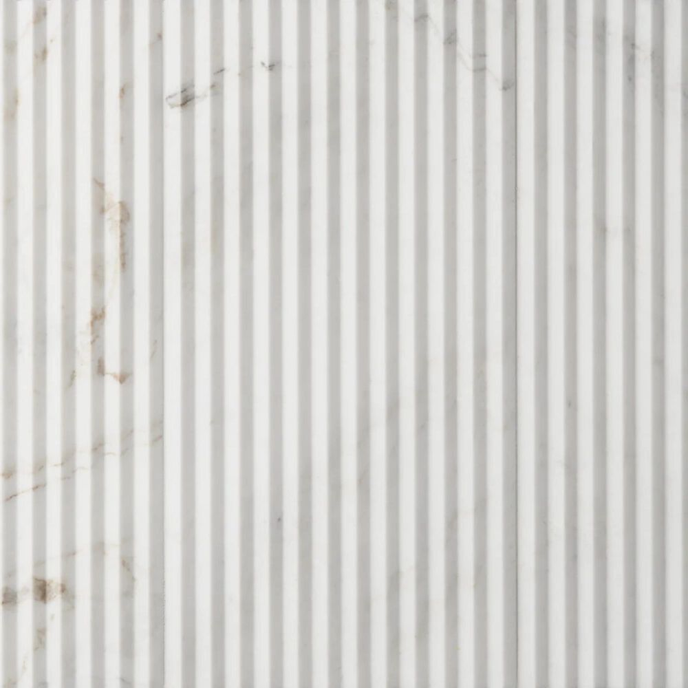 Soho Studio Carver Fluted Alaska White 12" x 24" Honed Marble Tile, , large