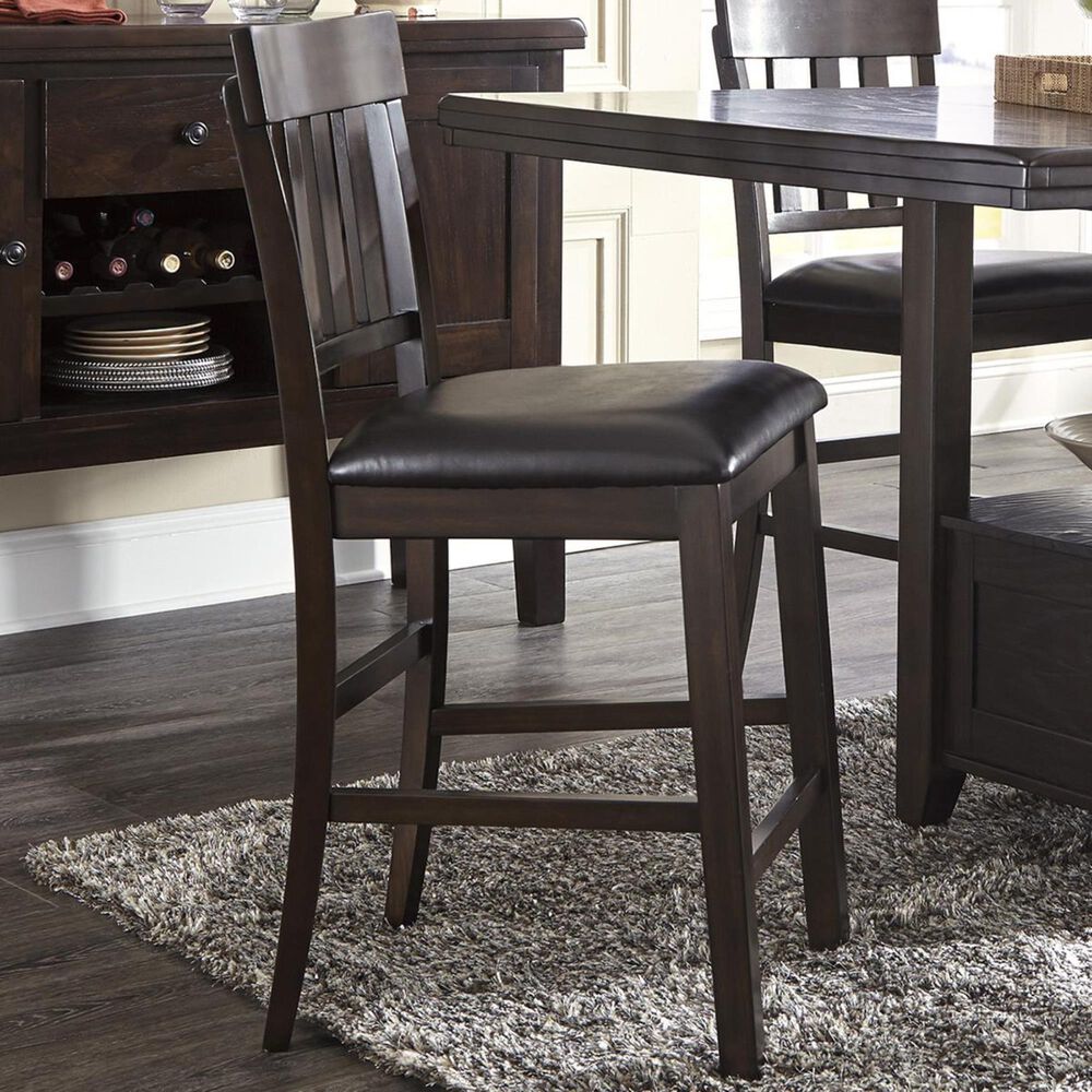 Ashley Haddigan Faux Leather Counter Stool in Dark Brown, , large