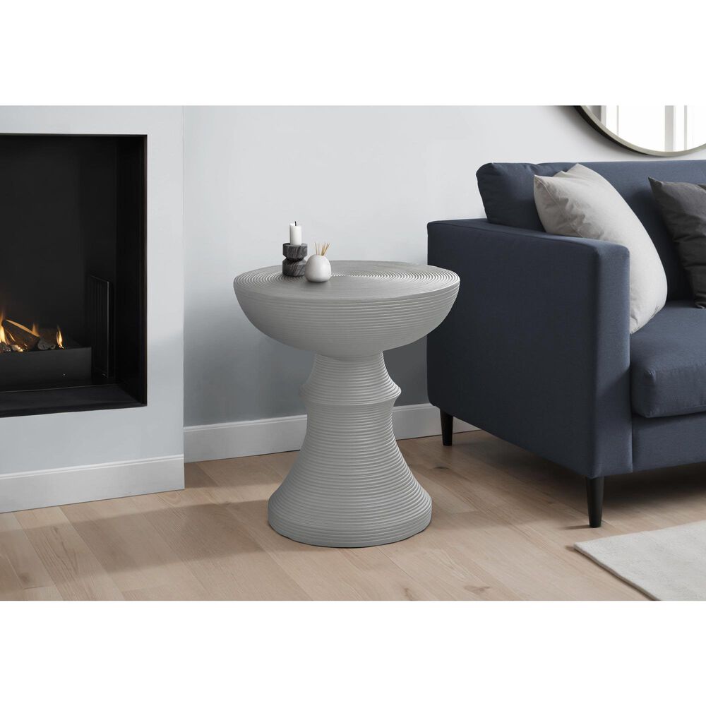 Hearth and Haven Outdoor Round Side Table with Ribbed Texture in Grey, , large