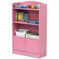 HOMLUX 4-Tier Bookshelf with 2-Door Storage Cabinet in Pink, , large