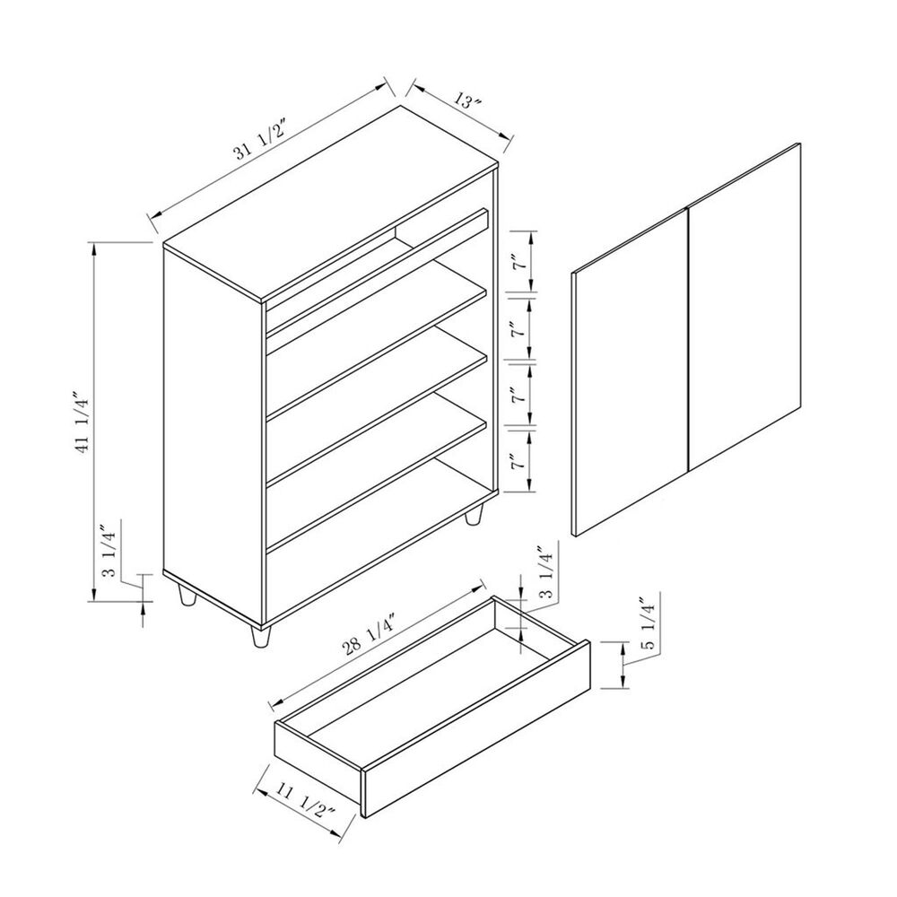 Global Movement Two-Door Shoe Cabinet in White, , large