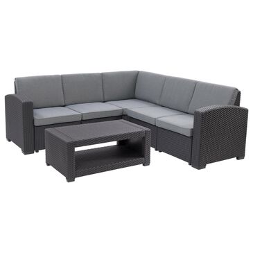 CorLiving Lake Front 6-Piece Patio Sectional in Black/Gray, , large