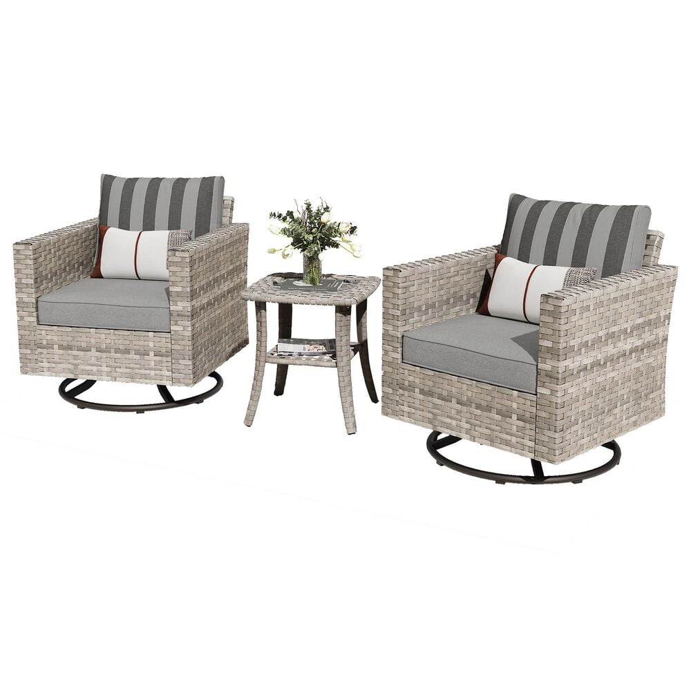HOMLUX 3-Piece Outdoor Conversation Set in Dark Gray Stripes, , large