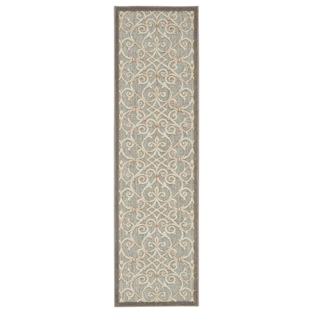 Nourison Aloha Damask 2" x 6" Natural Indoor/Outdoor Runner, , large