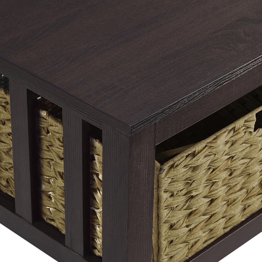 Walker Edison Mission Storage Coffee Table with Baskets in Espresso, , large