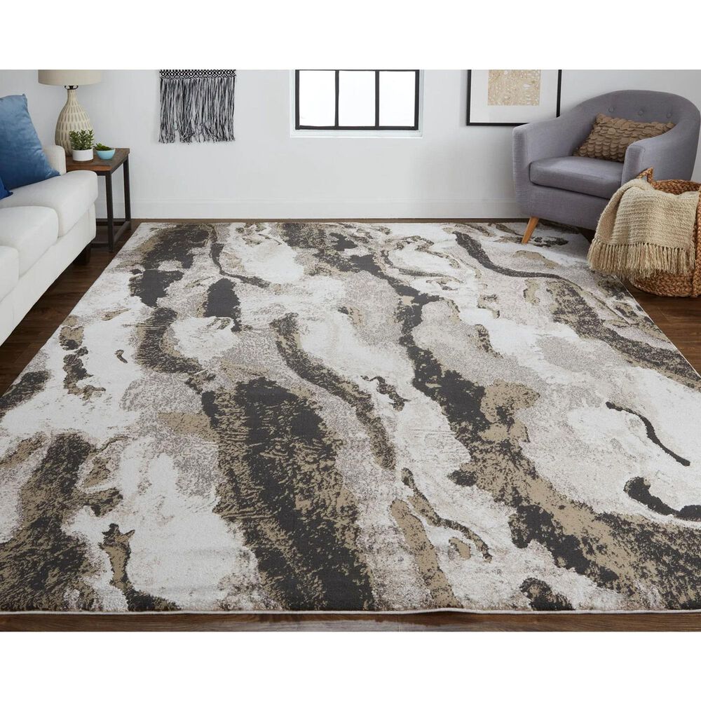 Feizy Vancouver 8&#39; x 10&#39; Charcoal and Beige Area Rug, , large