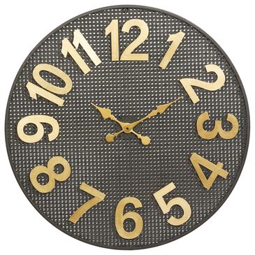 Maple and Jade Wall Clock in Matte Black and Gold, , large
