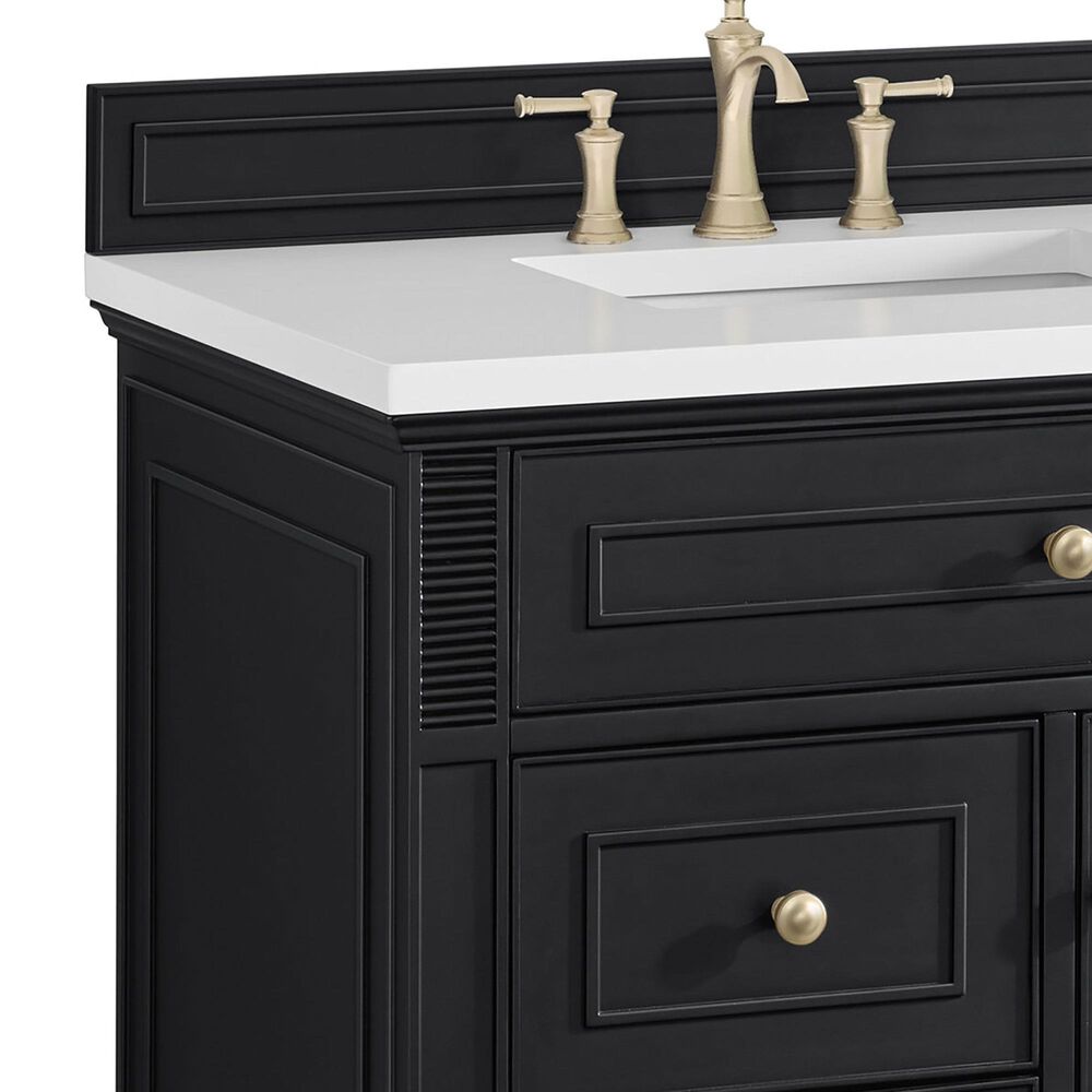 James Martin Vanities Lorelai 36&quot; Single Vanity in Black Onyx with 3 cm White Zeus Quartz Top, , large