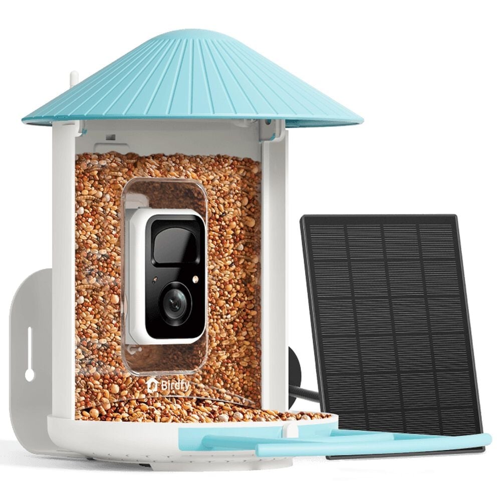 Birdfy Bird Feeder with Smart Camera and Solar Panel in Blue and White, , large