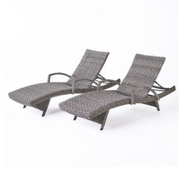 Noble House Crete Patio Chaise Lounge in Grey (Set of 2), , large
