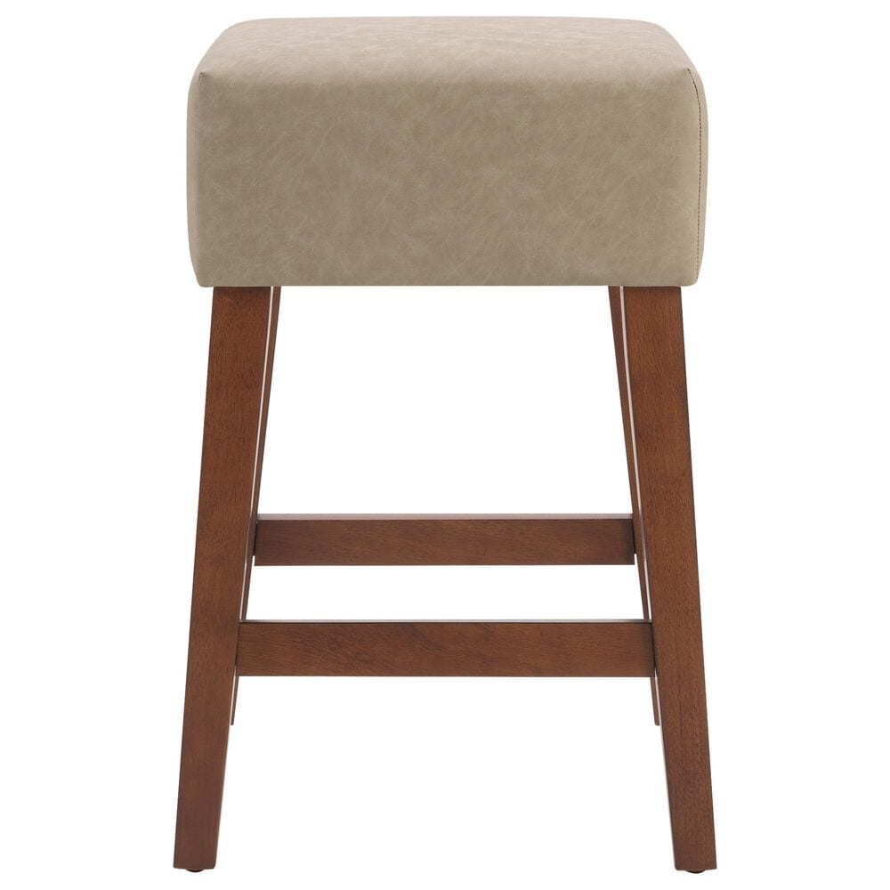 Valor Living Roscoe 26" Backless Counter Stool with Taupe Upholstery in Cherry, , large