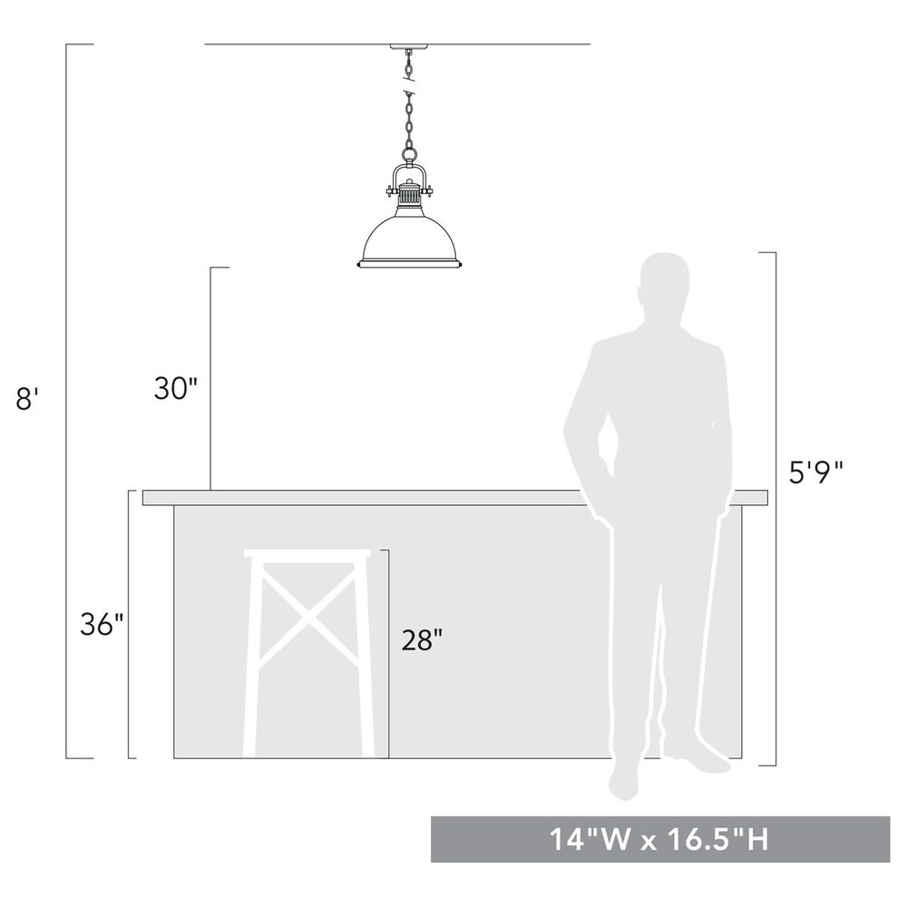 Golden Lighting Duncan 1-Light Pendant with Chain in Pewter, , large