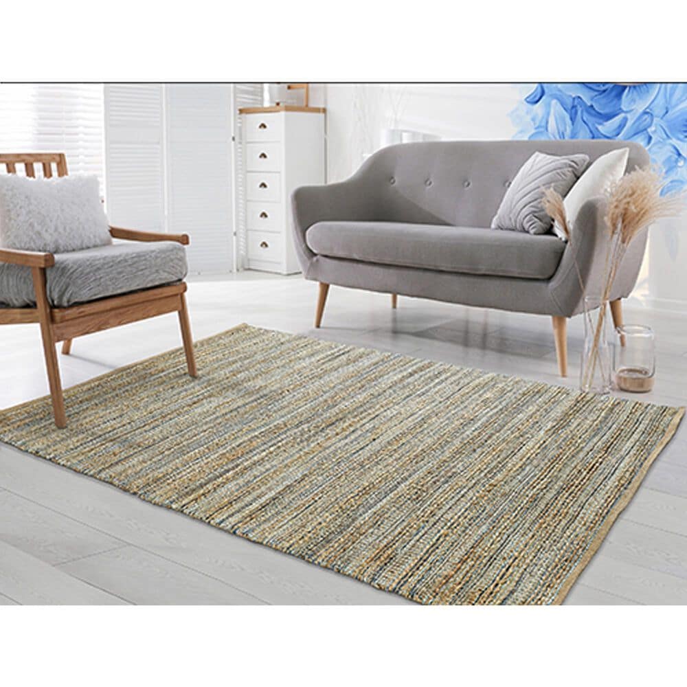 L&amp;R Resources Natural Fiber 10&#39; x 14&#39; Spa Blue Area Rug, , large