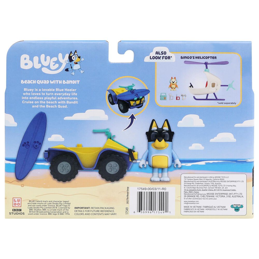 Bluey Beach Quad with Bandit Action Figures, , large