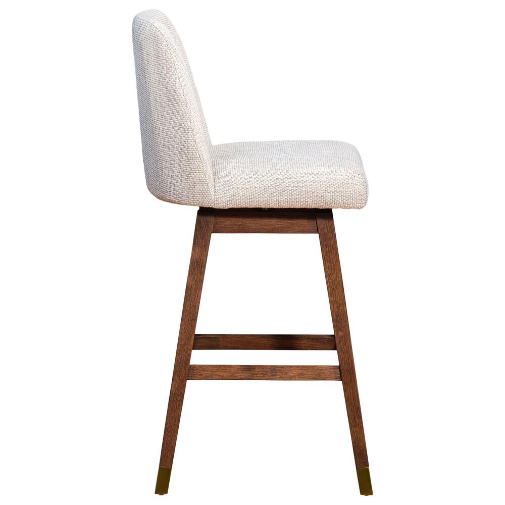 Blue River Amalie Swivel Barstool Stool with Beige Cushion in Brown Oak, , large