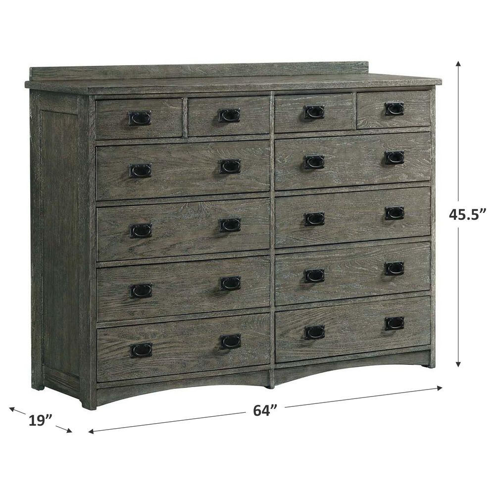 Hawthorne Furniture Oak Park 12 Drawer Dresser in Pewter, , large