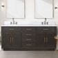 Lexora Home Abbey 72" Double Bathroom Vanity in Brown Oak with 2 cm White Carrara Marble Top and Rectangular Sinks, , large