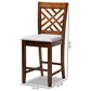 Baxton Studio Caron Counter Height Pub Chair with Grey Cushion in Walnut Brown (Set of 2), , large