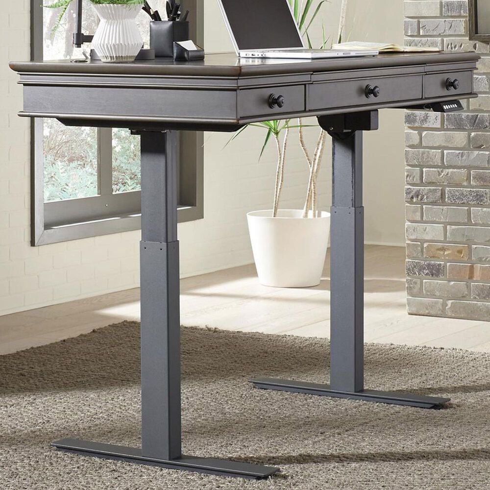 Riva Ridge Oxford 60&quot; Lift Desk in Peppercorn and Black, , large