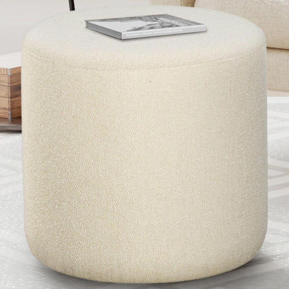 Lifestyle Solutions Garrett Round Ottoman in Snow, , large