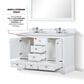 Lexora Home Dukes 48" Double Bathroom Vanity in White with 2 cm White Cultured Marble Top and Rectangular Sinks, , large