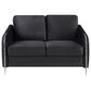 HOMLUX 54" Stationary Modern Loveseat with Quilted Cushions in Black Velvet, , large