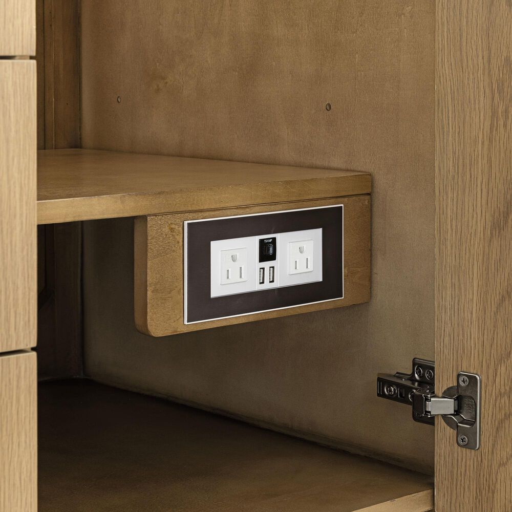 James Martin Vanities Hudson 60" Double Bathroom Vanity in Light Natural Oak with 3 cm Eternal Jasmine Pearl Silestone Top, Rectangular Sinks and FreePower Wireless Charger, , large