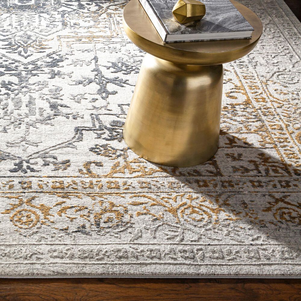 Surya Aisha Charcoal, Gray, Mustard and Light Gray 6&#39;7&quot; x 9&#39;6&quot; Area Rug, , large