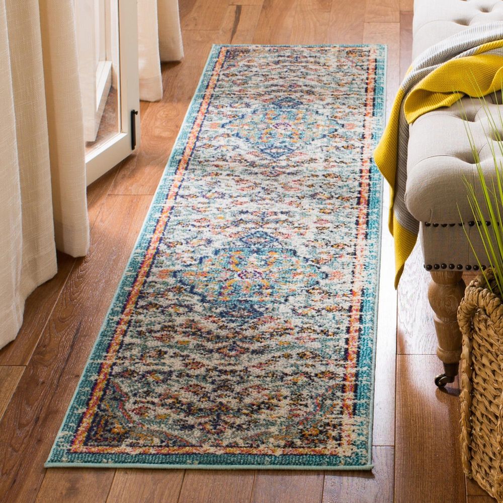 Safavieh Madison MAD447F 2&#39;2&quot; x 12&#39; Grey and Light Blue Runner, , large