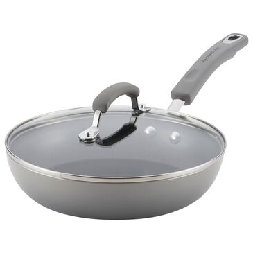 Rachael Ray 9.5" Covered Deep Frying Pan in Sea Salt Gray, , large