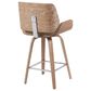 Armen Living Tyler Swivel Counter Stool with Vintage Brown Cushion in White Washed, , large
