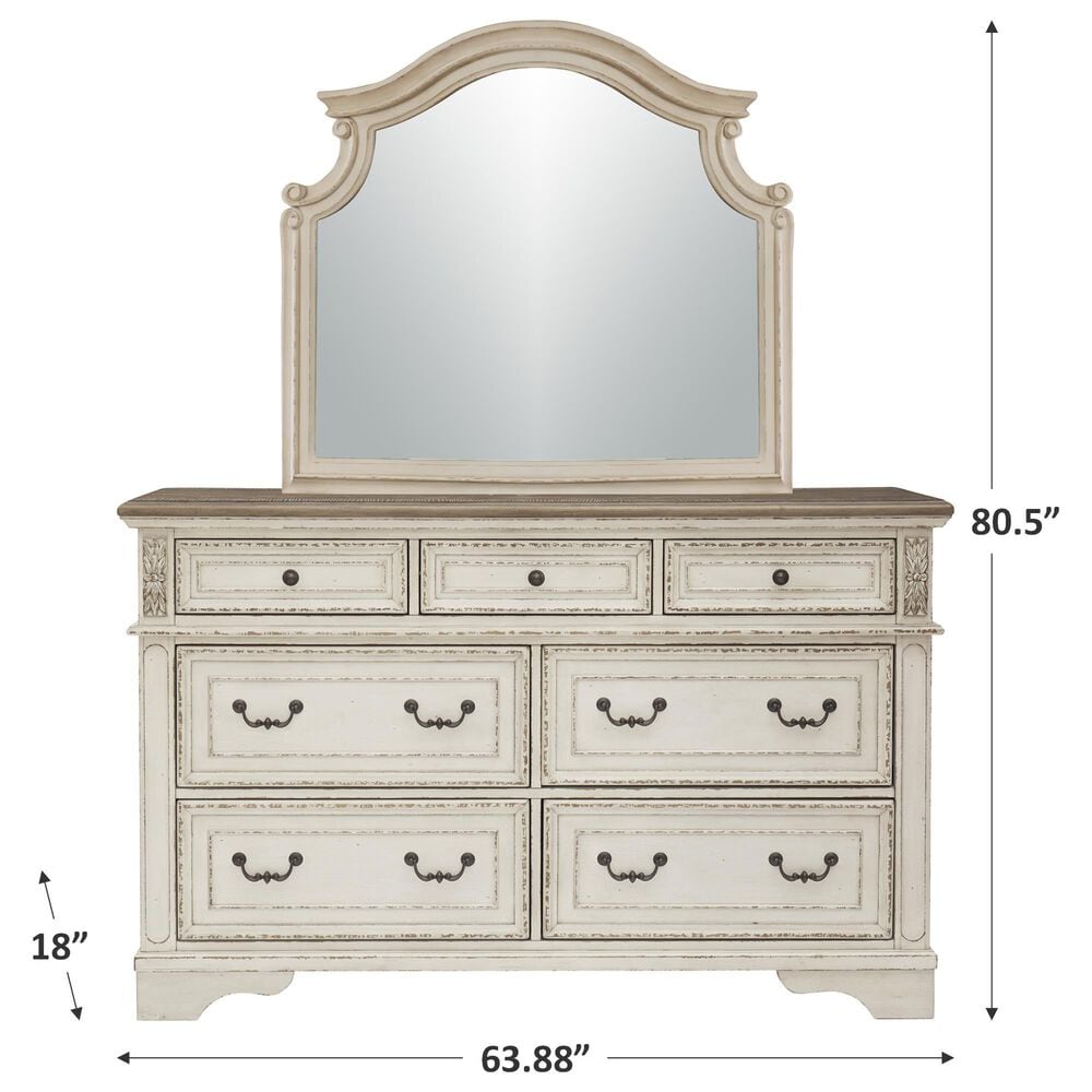 Ashley Realyn Dresser and Mirror in Chipped White and Brown, , large