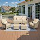 HOMLUX 5-Piece Patio Conversation Set with Two Ottomans in Beige, , large