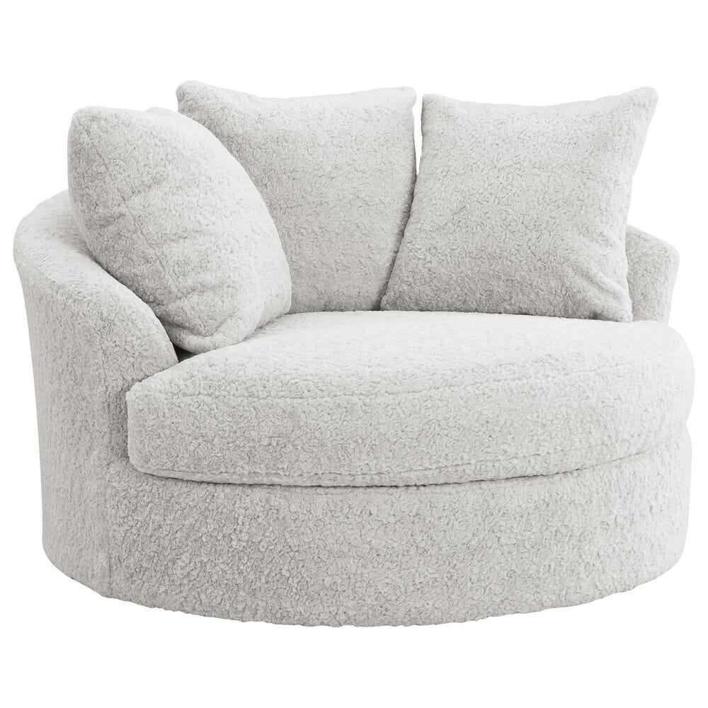 Ashley Cuddle Plush Oversized Swivel Accent Chair in Arctic, , large