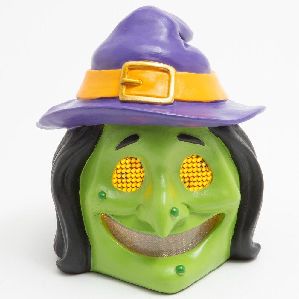 The Gerson Company Lighted Resin Halloween Witch with Moving Eyes in Green, , large