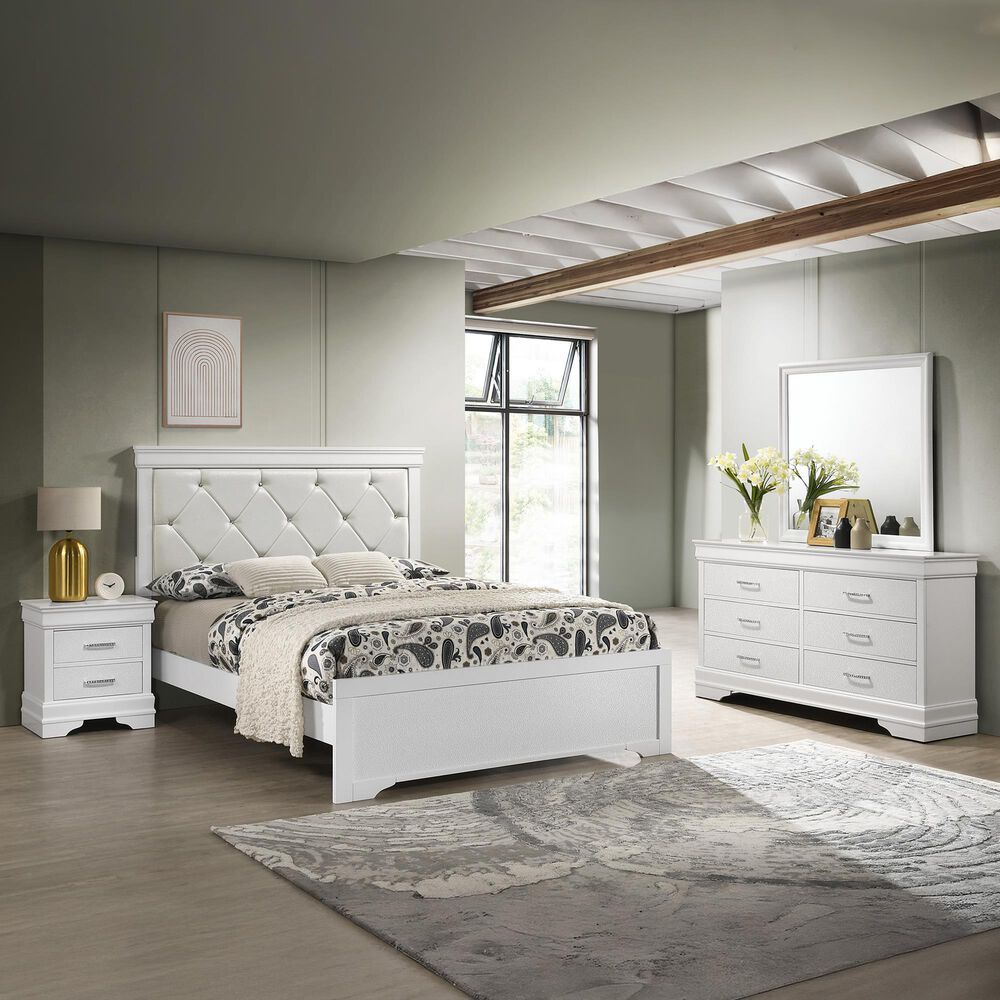 Crown Mark Amalia 5-Piece King Bedroom Set in White, , large