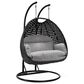 Leisuremod Mendoza Patio 2-Seat Hanging Egg Swing Chair with Light Grey Cushion in Charcoal, , large