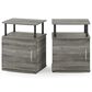 HOMLUX 3-Tier Utility Design End Table with Door in French Oak Grey and Black (Set of 2), , large