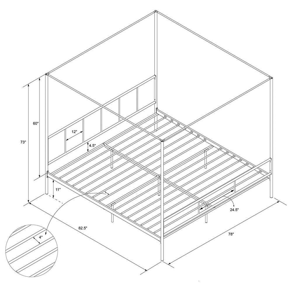 Novogratz Marion King Canopy Bed in Dark Gray, , large