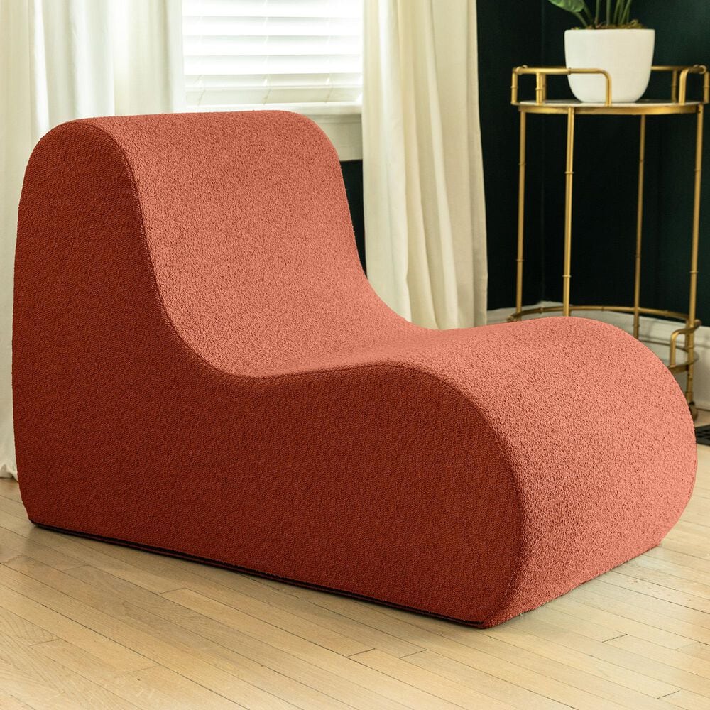 Jaxx Uptown Modern Armless Accent Chair in Boucle Terra Cotta, , large