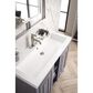 James Martin Vanities Alicante 39.5" Single Bathroom Vanity in Grey Smoke and Brushed Nickel with 5 cm White Glossy Resin Top and Rectangular Sink, , large