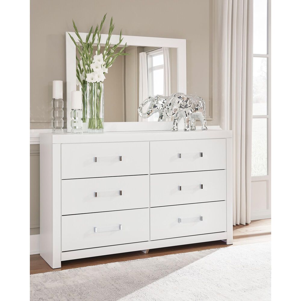 Ashley Maeling 4 Piece Queen Upholstered Panel Bedroom Set in Matte White, , large