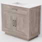 Lexora Home Abbey 36" Single Bathroom Vanity in Grey Oak with 2 cm White Carrara Marble Top and Rectangular Sink, , large
