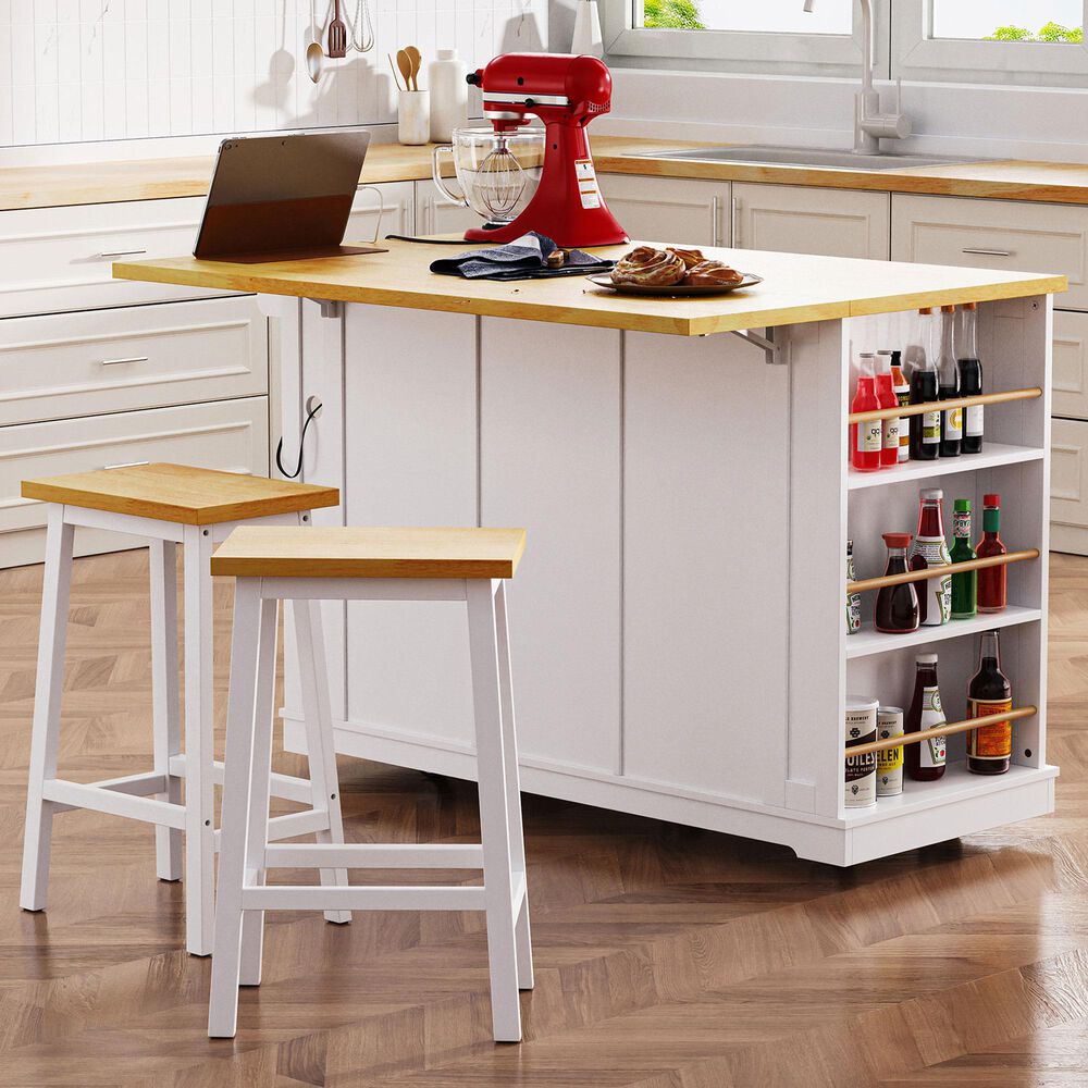 HOMLUX 53inch Large Kitchen Island in White(Three Packages), , large